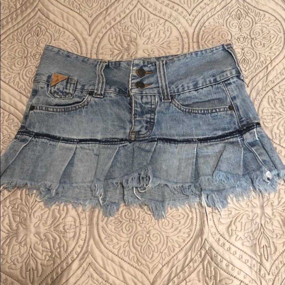 Ezekiel jean pleated bottom mini skirt